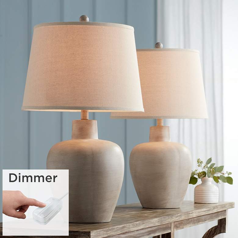 Image 2 Regency Hill Glenn 27 inch Terra Cotta Finish Lamps Set of 2 with Dimmers