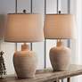 Regency Hill Glenn Dappled Beige Southwest Style Pot Table Lamps Set of 2