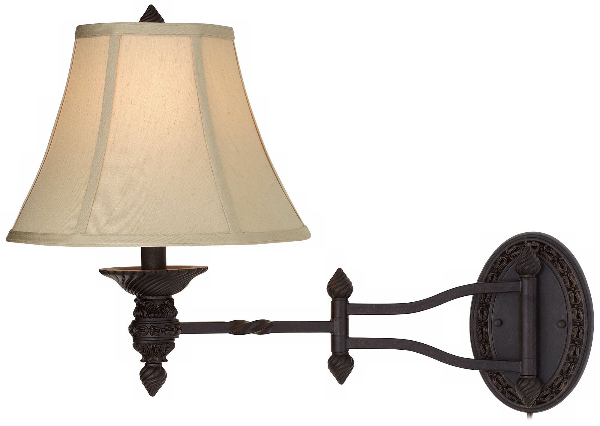 Image 6 Regency Hill Godia Bronze Oval Plug-In Swing Arm Wall Lamp more views