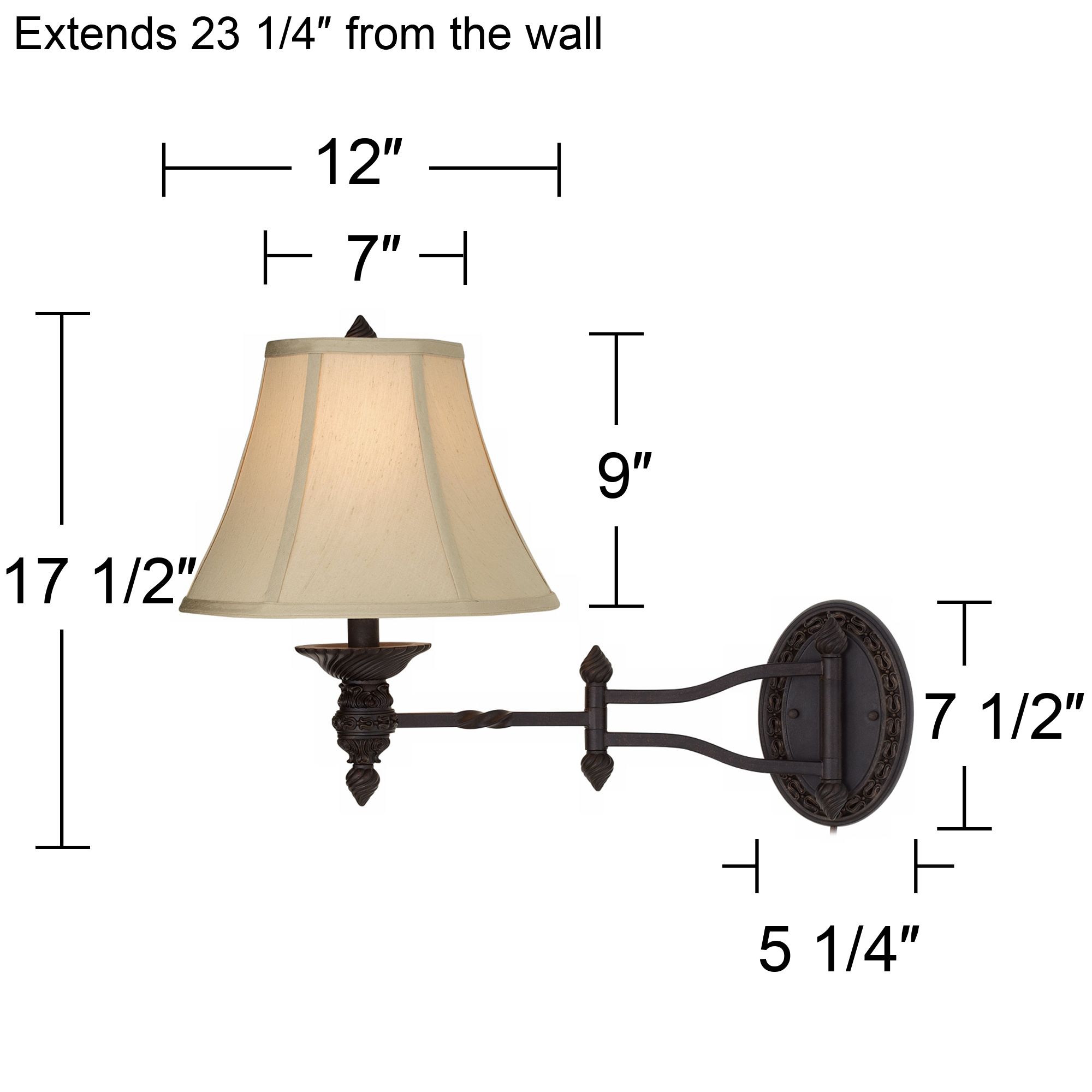 Regency Hill Godia Bronze Oval Plug-In Swing Arm Wall Lamp in scene