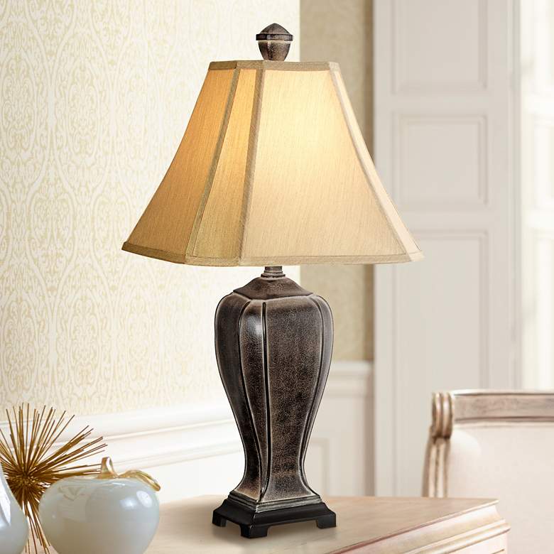 Image 1 Regency Hill Gold Shade Desert Crackle Traditional Table Lamp