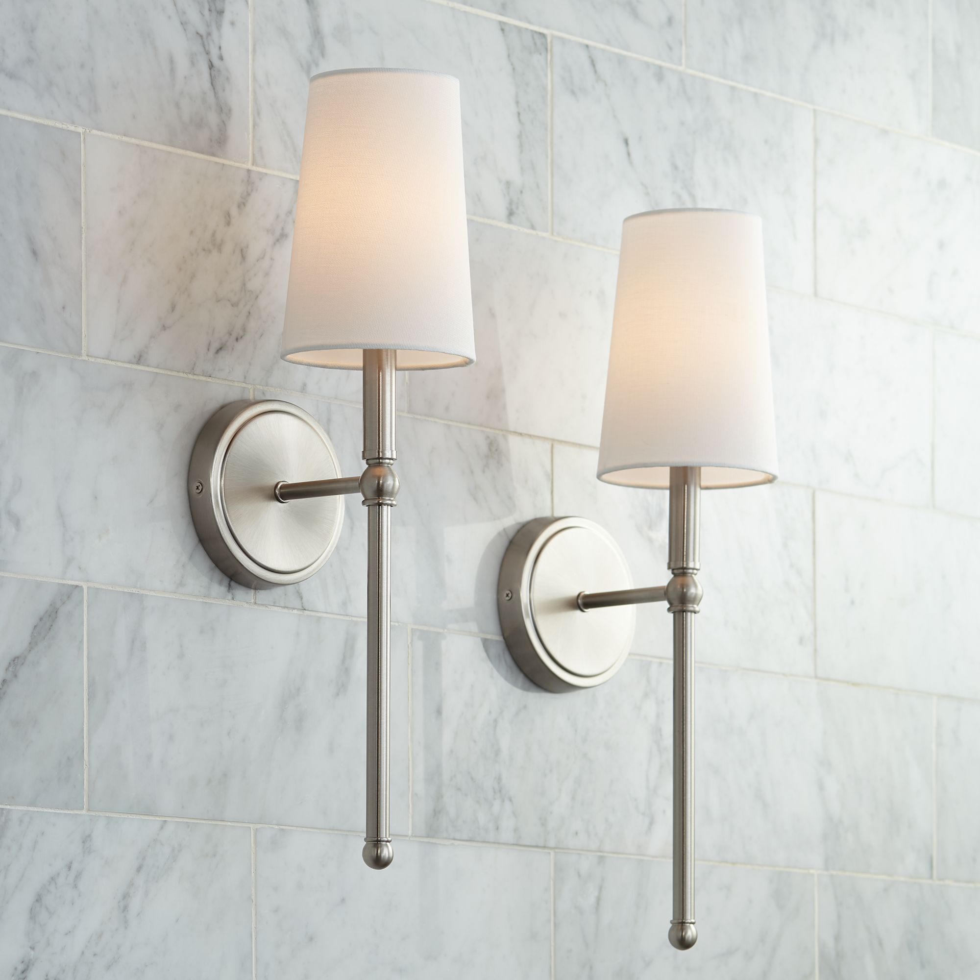 brushed nickel sconces for bathroom