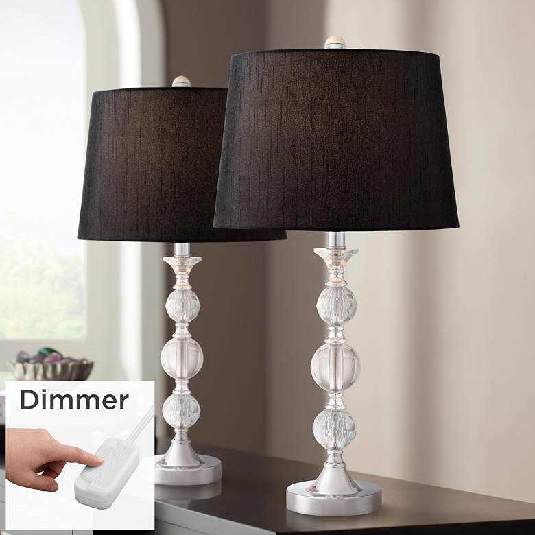 Image 1 Regency Hill Gustavo 25.5" Crystal Table Lamps Set of 2 with Dimmers