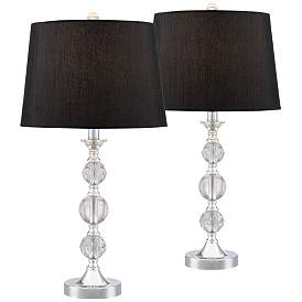 Image2 of Regency Hill Gustavo 25 1/2" Black and Crystal Table Lamps Set of 2