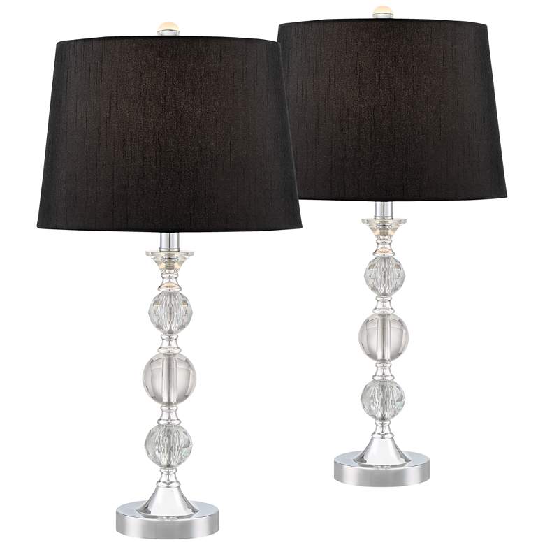 Image 2 Regency Hill Gustavo 25 1/2" Black and Crystal Table Lamps Set of 2