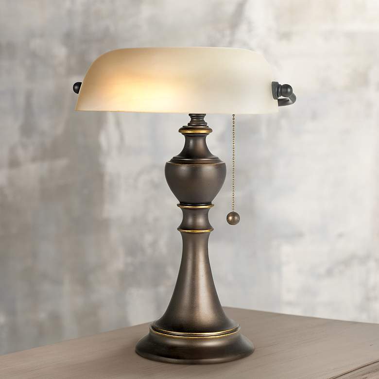 Image 1 Regency Hill Haddington 16" High Alabaster Glass Piano Desk Lamp