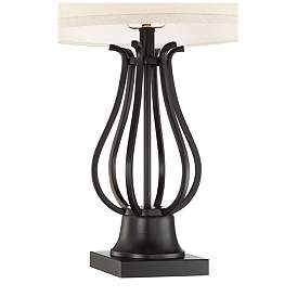 Image4 of Regency Hill Hadley Bronze Metal Table Lamps with Plug Outlets Set of 2 more views