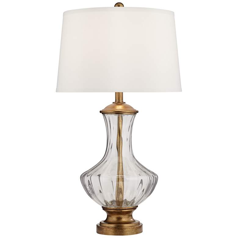 Image 2 Regency Hill Harlow 28 1/2" Brass Fluted Glass Traditional Table Lamp