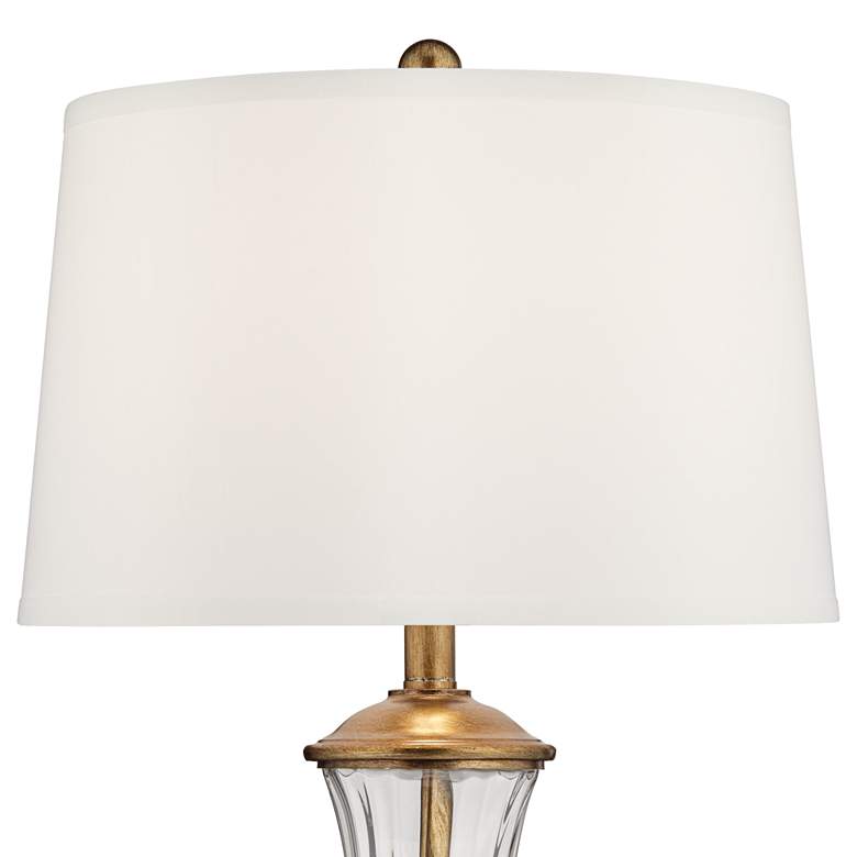 Image 4 Regency Hill Harlow 28 1/2" Brass Fluted Glass Traditional Table Lamp more views