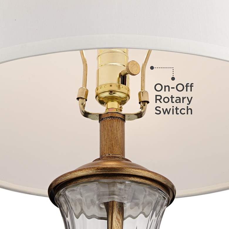 Image 5 Regency Hill Harlow 28 1/2" Brass Fluted Glass Traditional Table Lamp more views