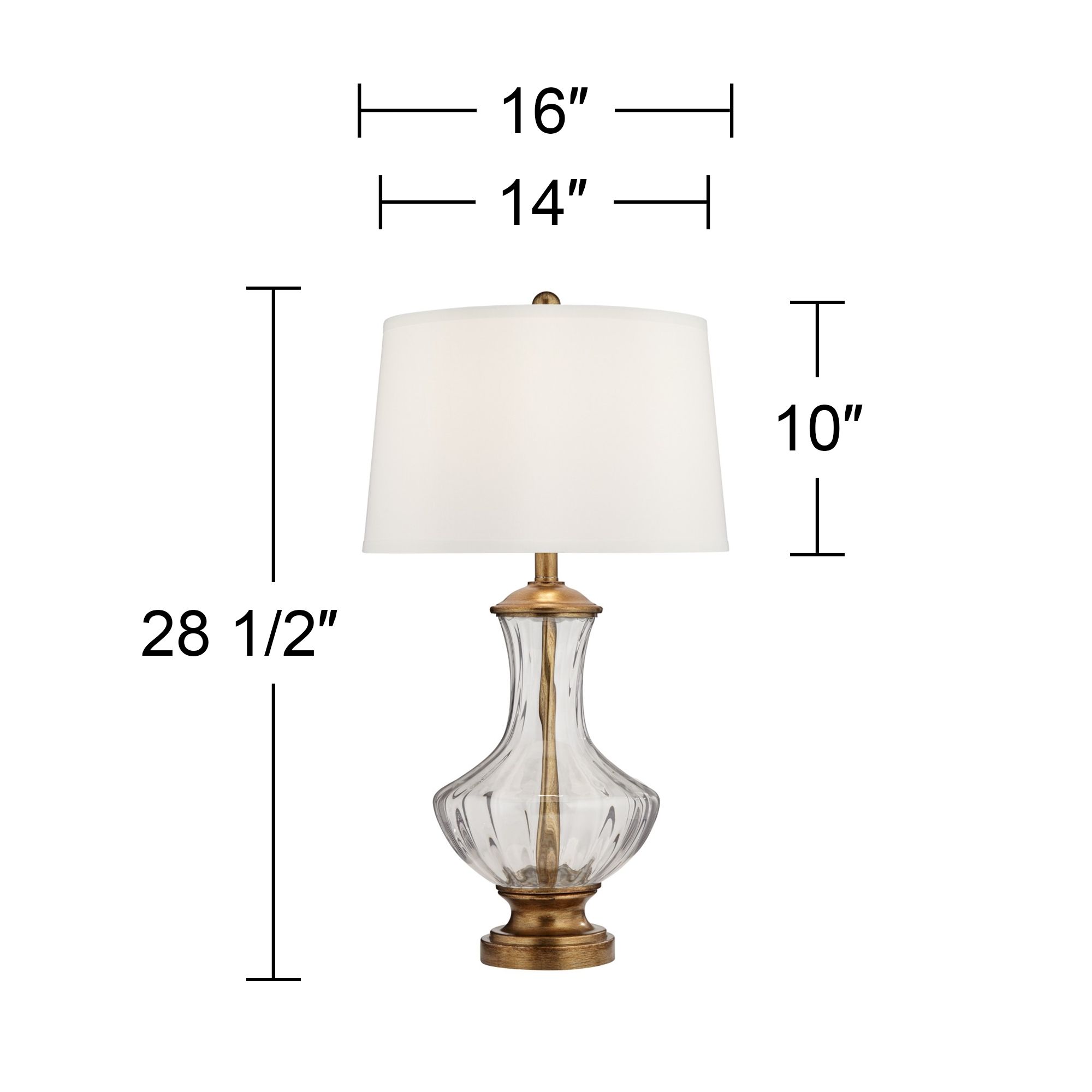 Regency Hill Harlow 28 1/2" Brass Fluted Glass Traditional Table Lamp