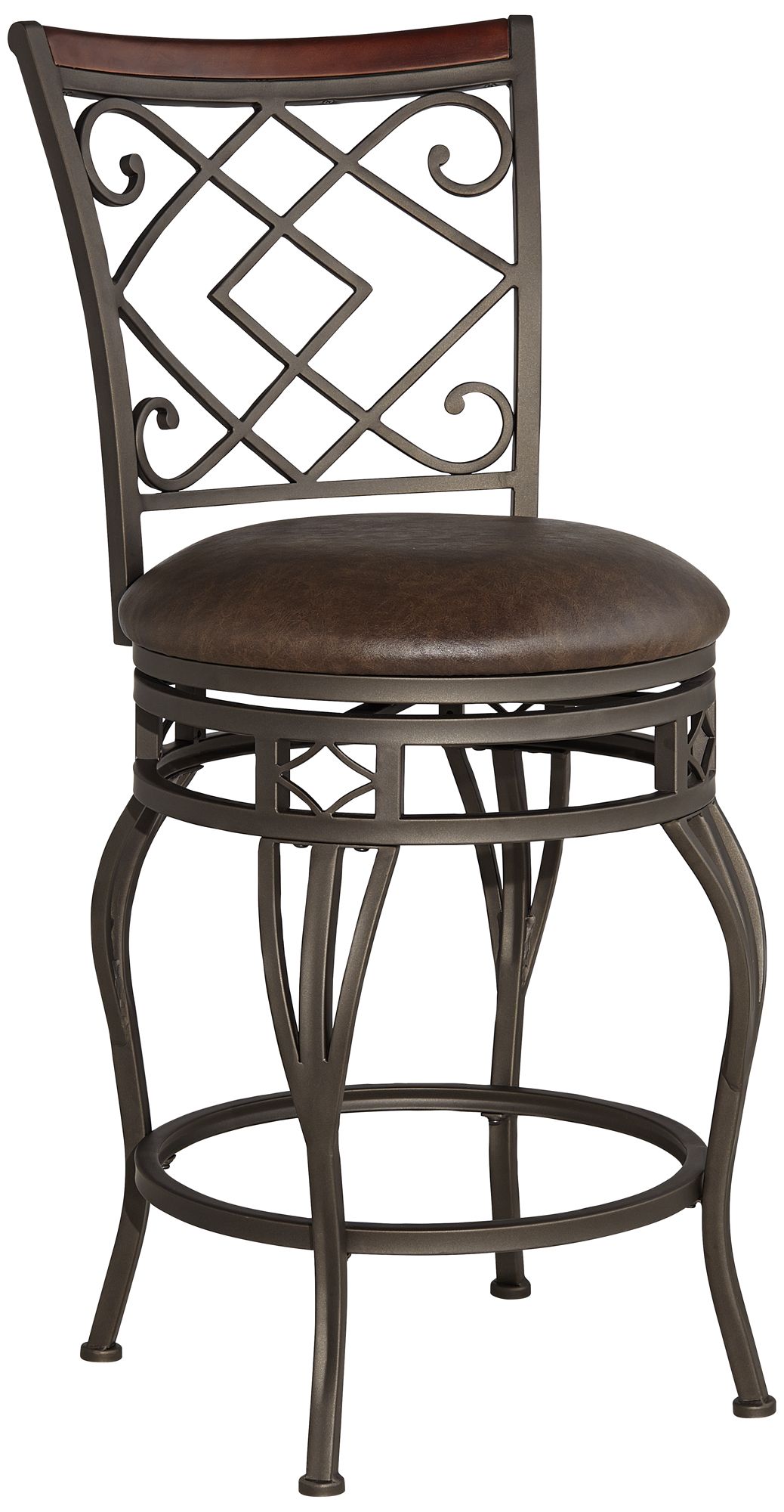 Image 3 Regency Hill Hartley 25 1/2" Wood and Bronze Swivel Counter Stool