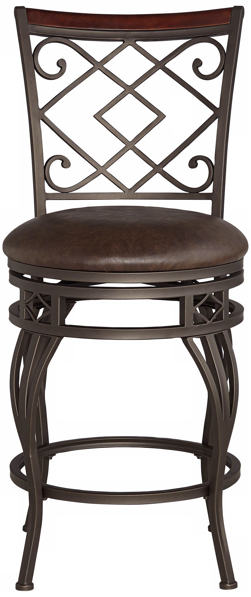 Image 4 Regency Hill Hartley 25 1/2" Wood and Bronze Swivel Counter Stool more views