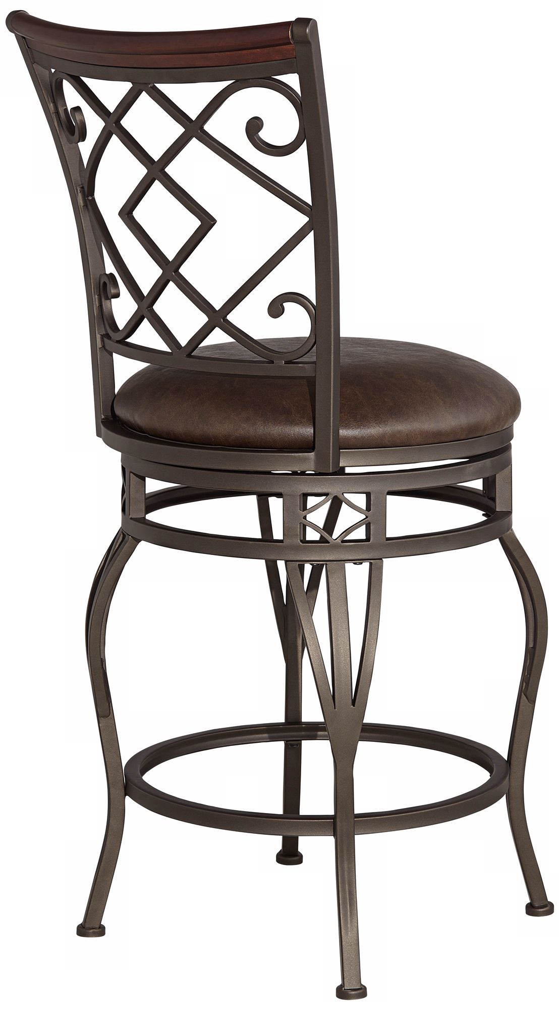 Image 6 Regency Hill Hartley 25 1/2" Wood and Bronze Swivel Counter Stool more views