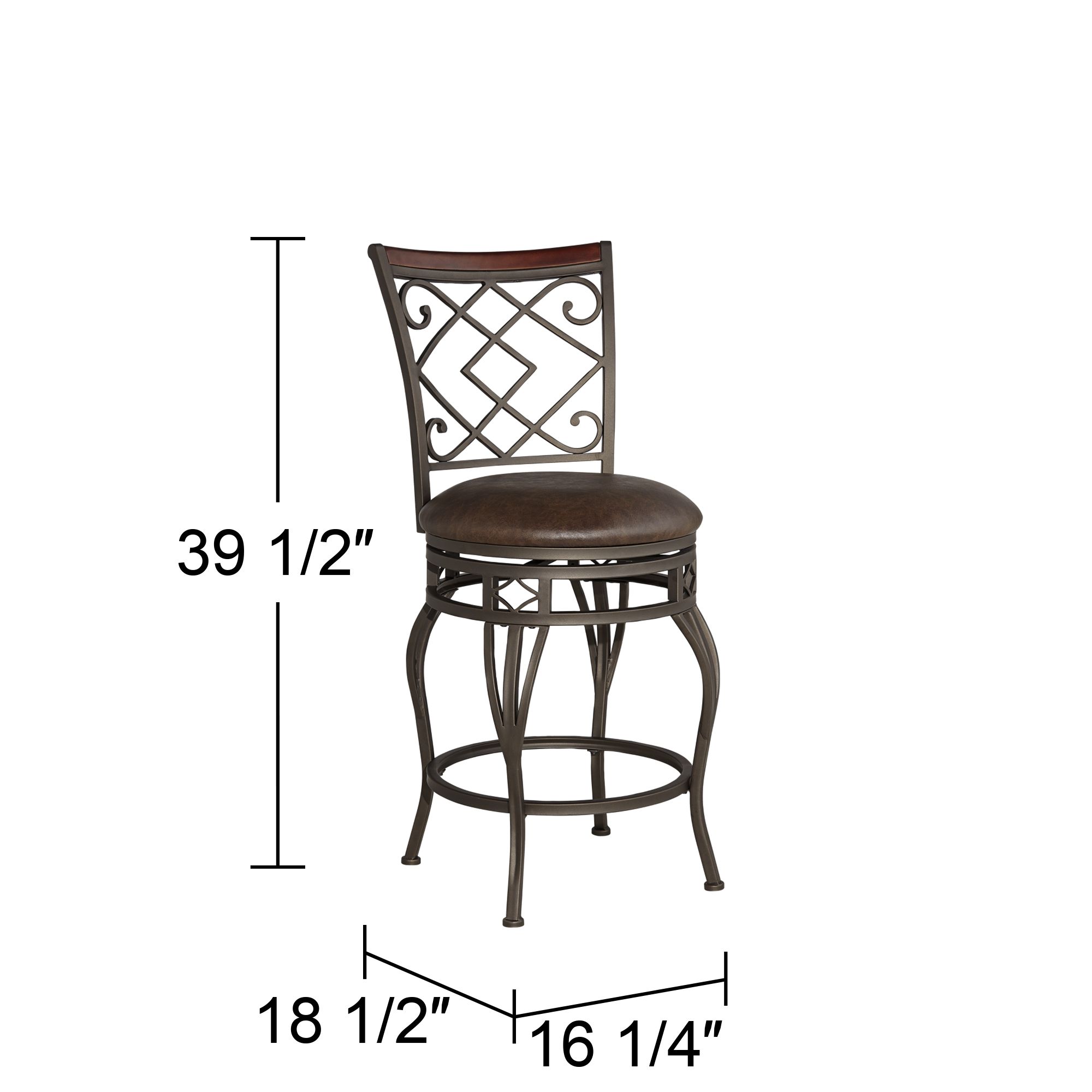 Regency Hill Hartley 25 1/2" Wood and Bronze Swivel Counter Stool in scene