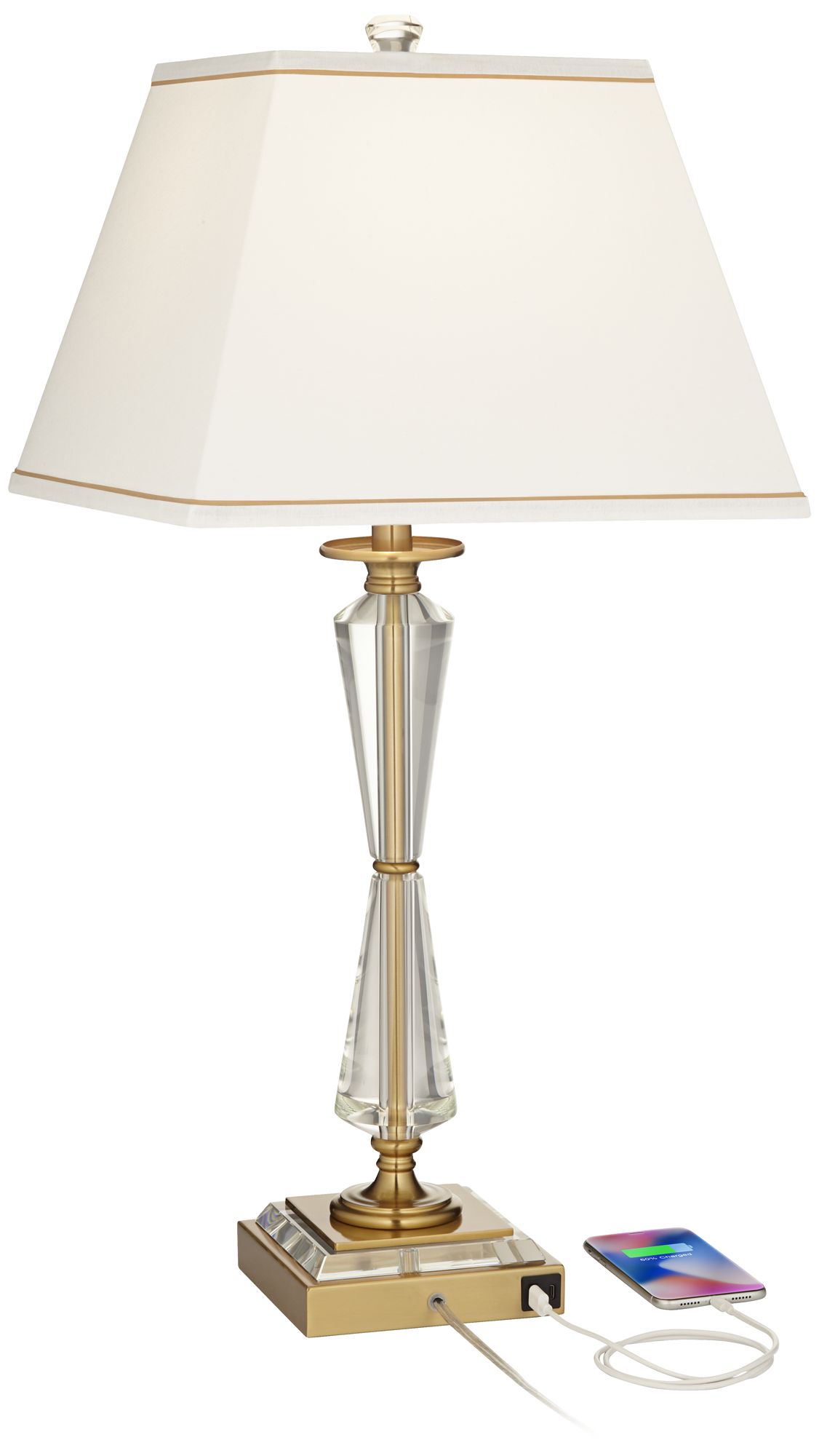 Image 3 Regency Hill Heath 31 5/8" Luxe Gold and Crystal USB Table Lamp more views