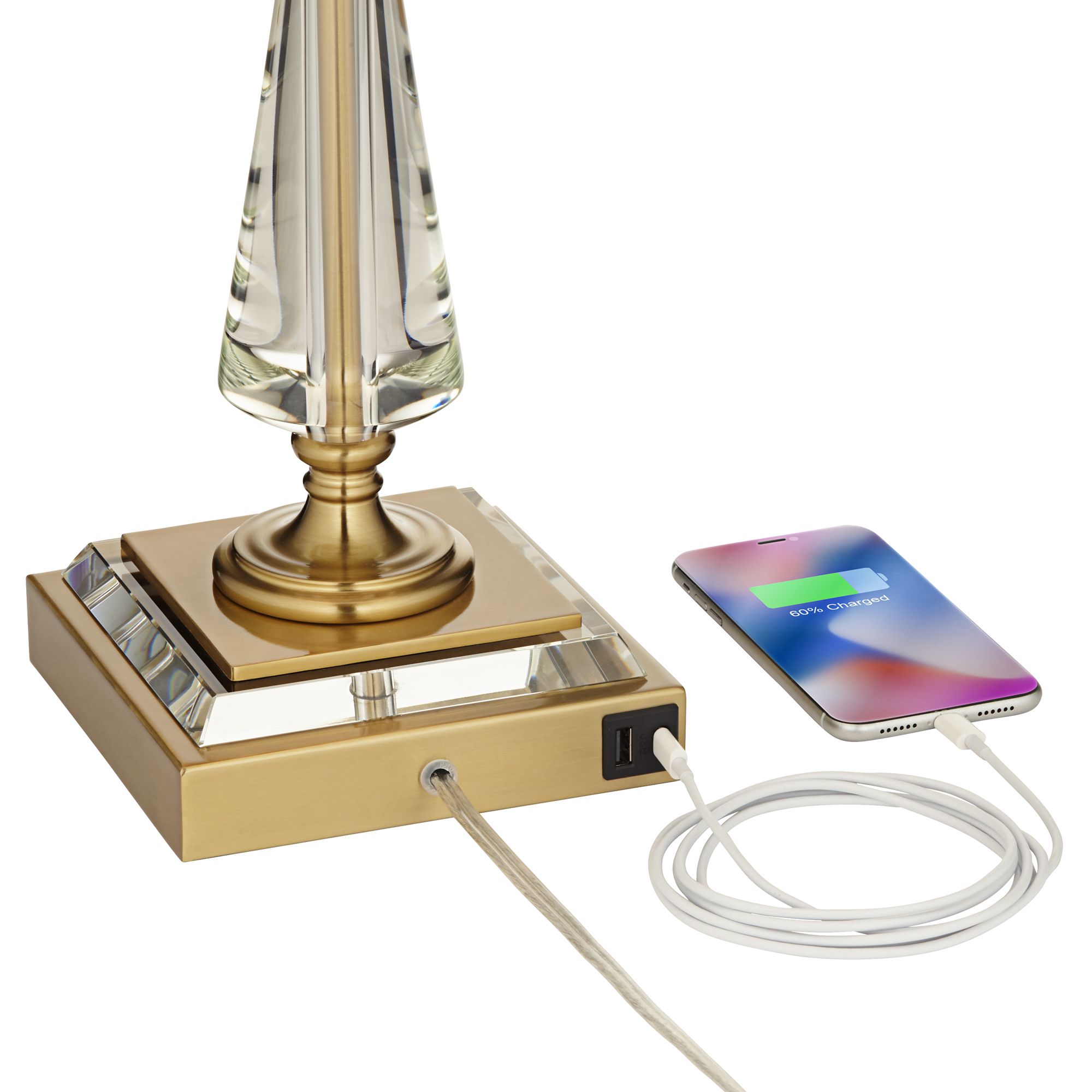 Image 4 Regency Hill Heath 31 5/8" Luxe Gold and Crystal USB Table Lamp more views
