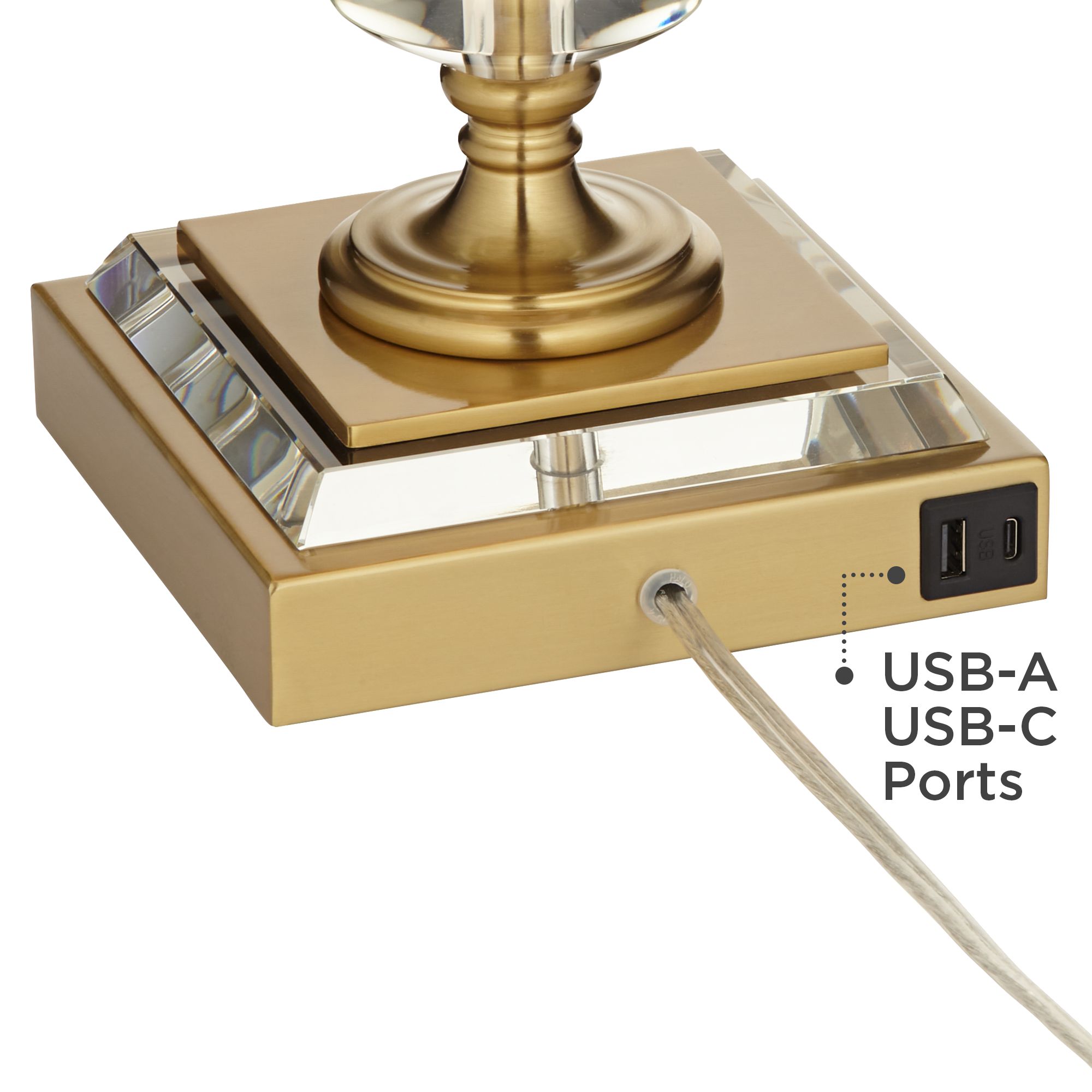 Image 5 Regency Hill Heath 31 5/8" Luxe Gold and Crystal USB Table Lamp more views