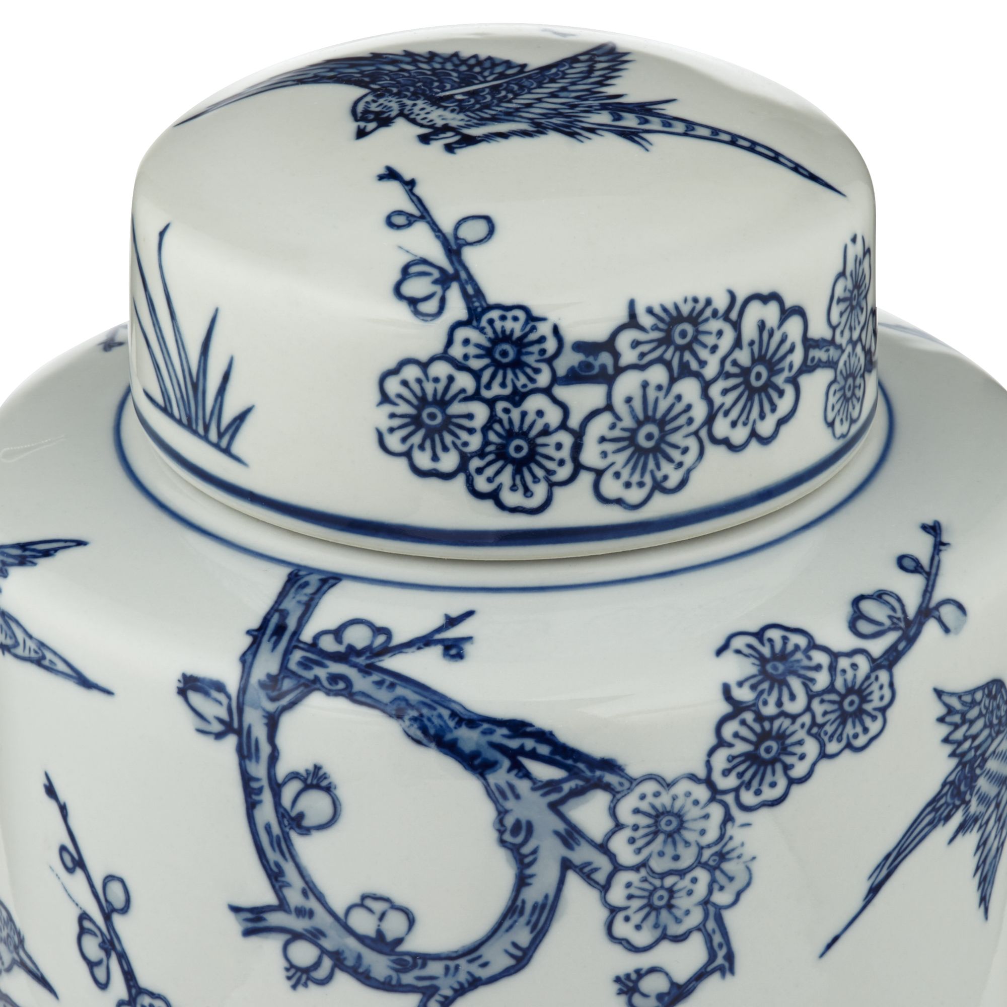 Image 4 Regency Hill Heather 12" High Blue and White Ceramic Ginger Jar more views