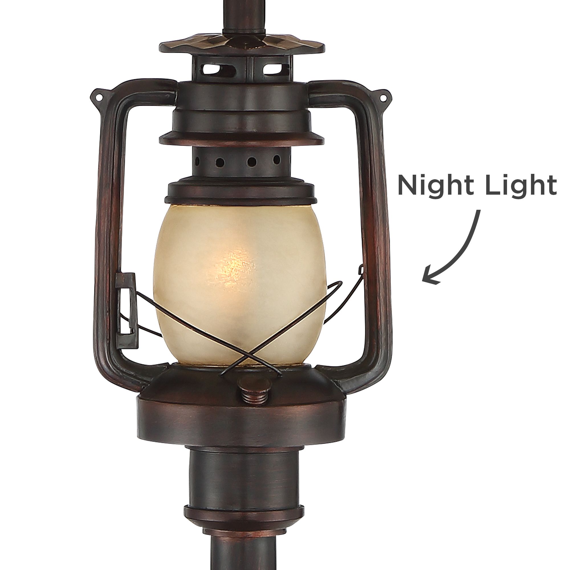Image 4 Regency Hill Henson 63" Rustic Lantern Floor Lamp with Night Light more views
