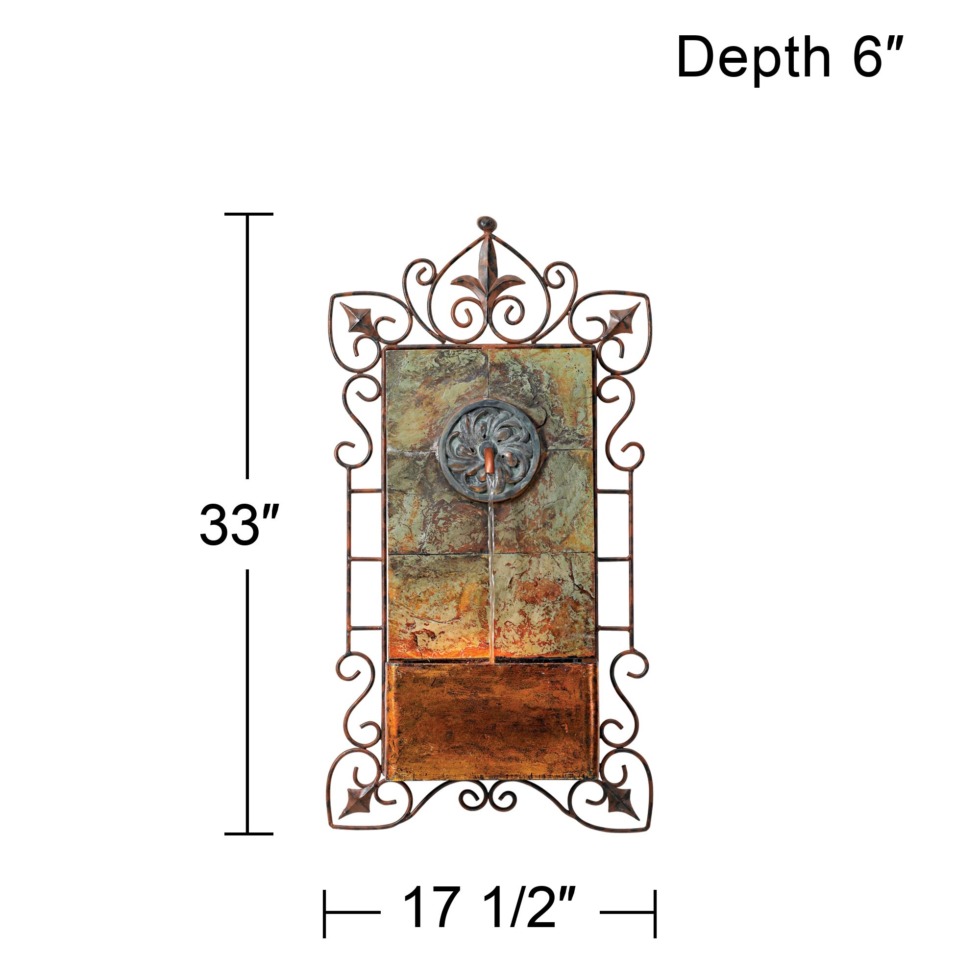 Image 6 Regency Hill Ibizi 33" Iron Scroll Rustic Traditional Wall Fountain more views