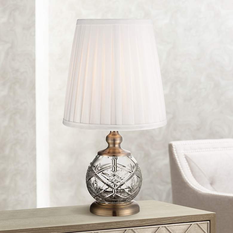 Image 1 Regency Hill Ida 15 inch High Brass and Crystal Sphere Accent Table Lamp