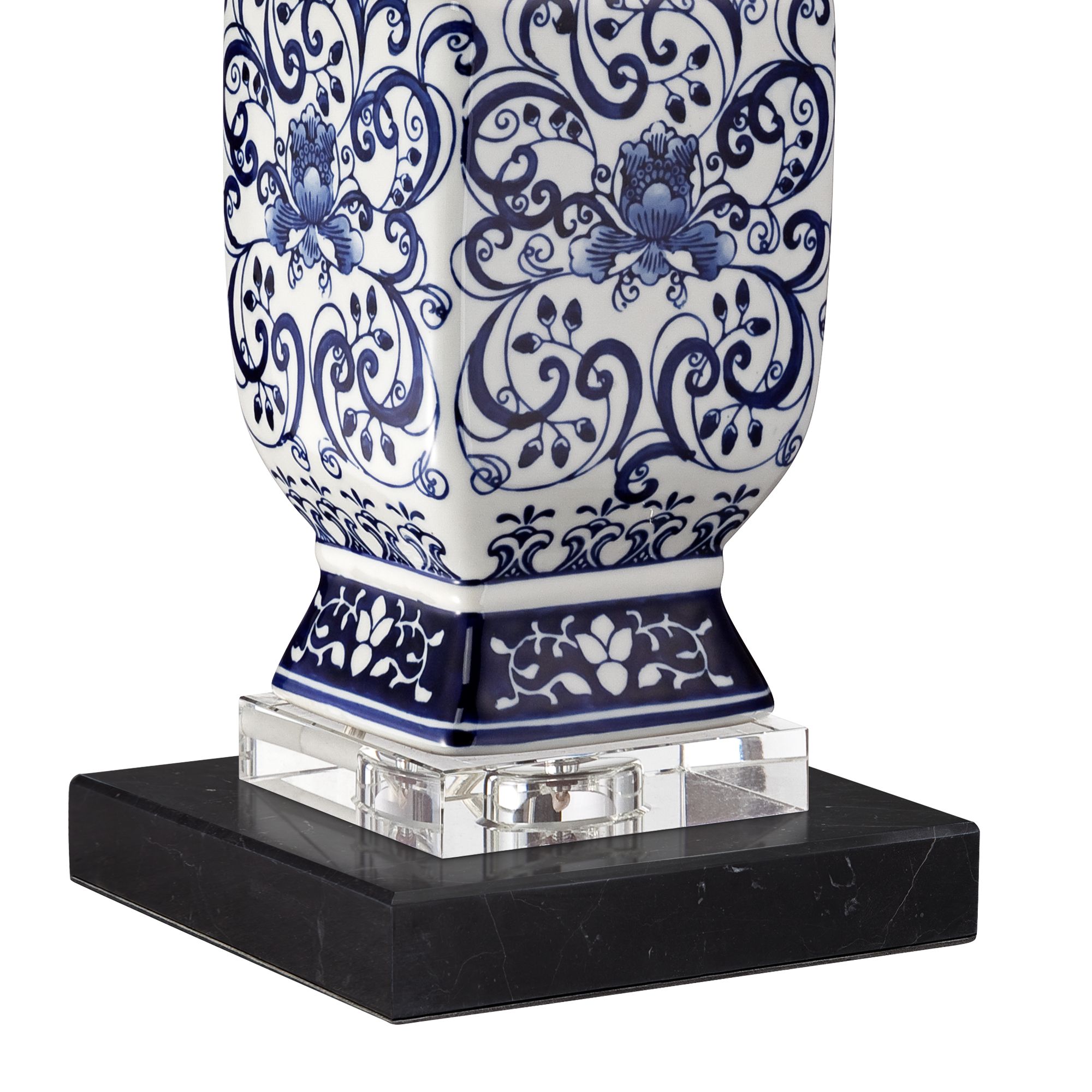 Image 5 Regency Hill Iris 28" Porcelain Lamp with Square Black Marble Riser more views