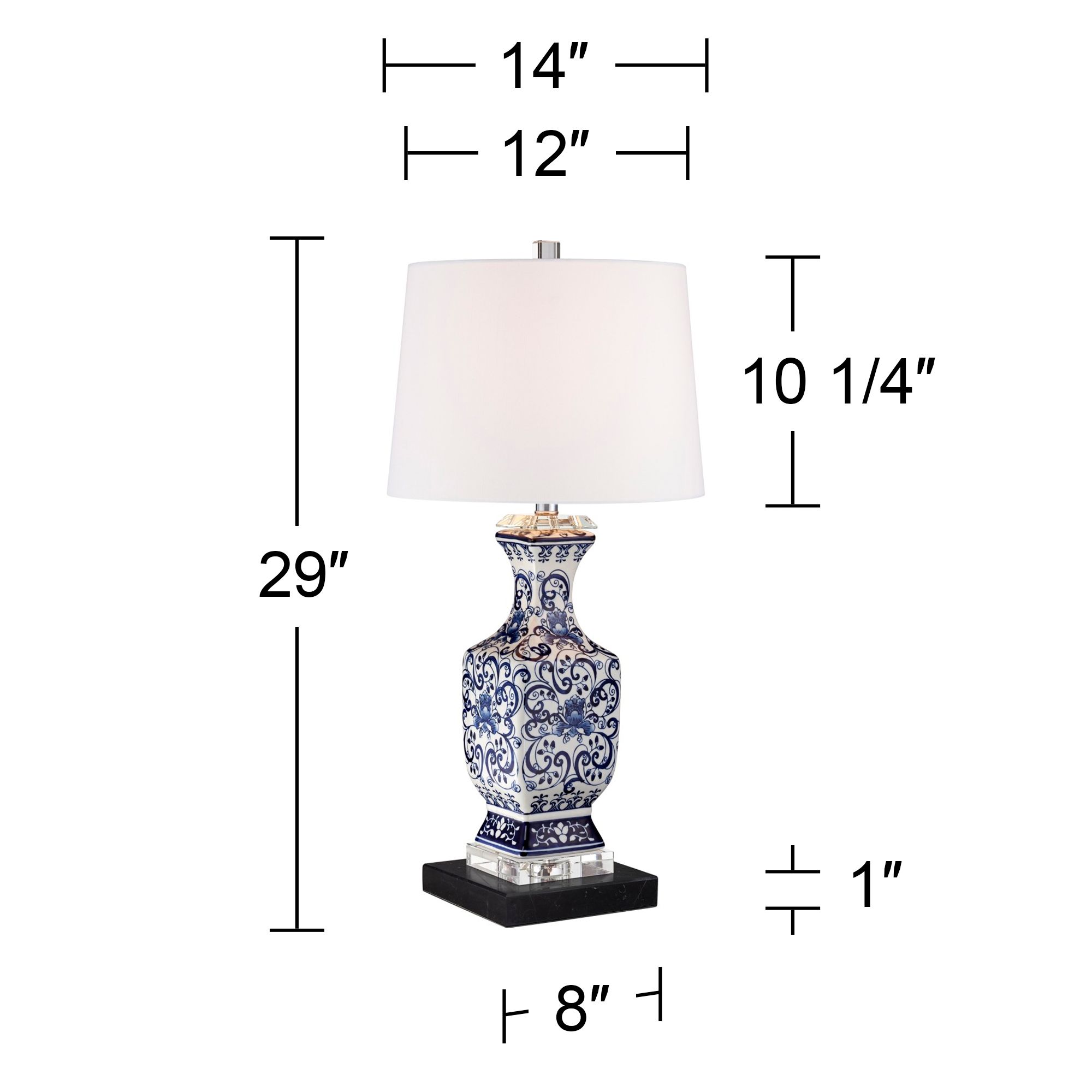 Image 7 Regency Hill Iris 28" Porcelain Lamp with Square Black Marble Riser more views