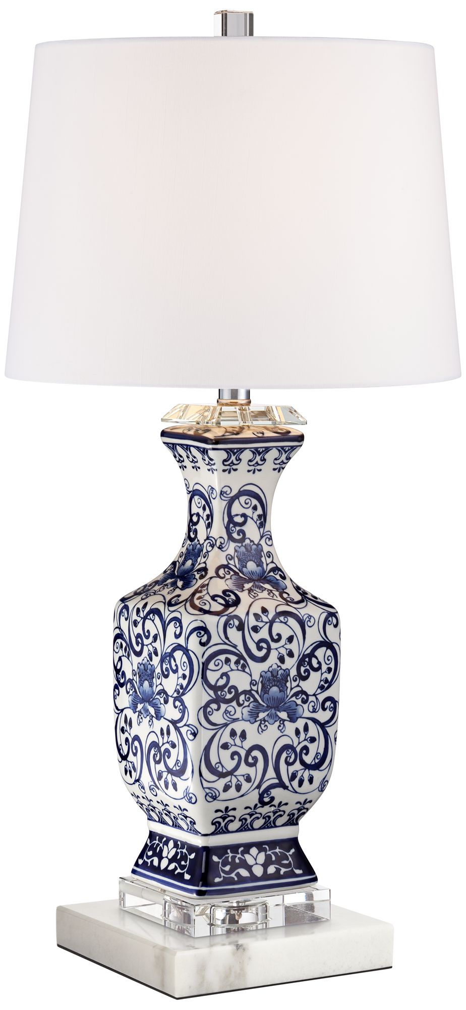 Regency Hill Iris 28" Traditional Ceramic Lamp with Marble Riser