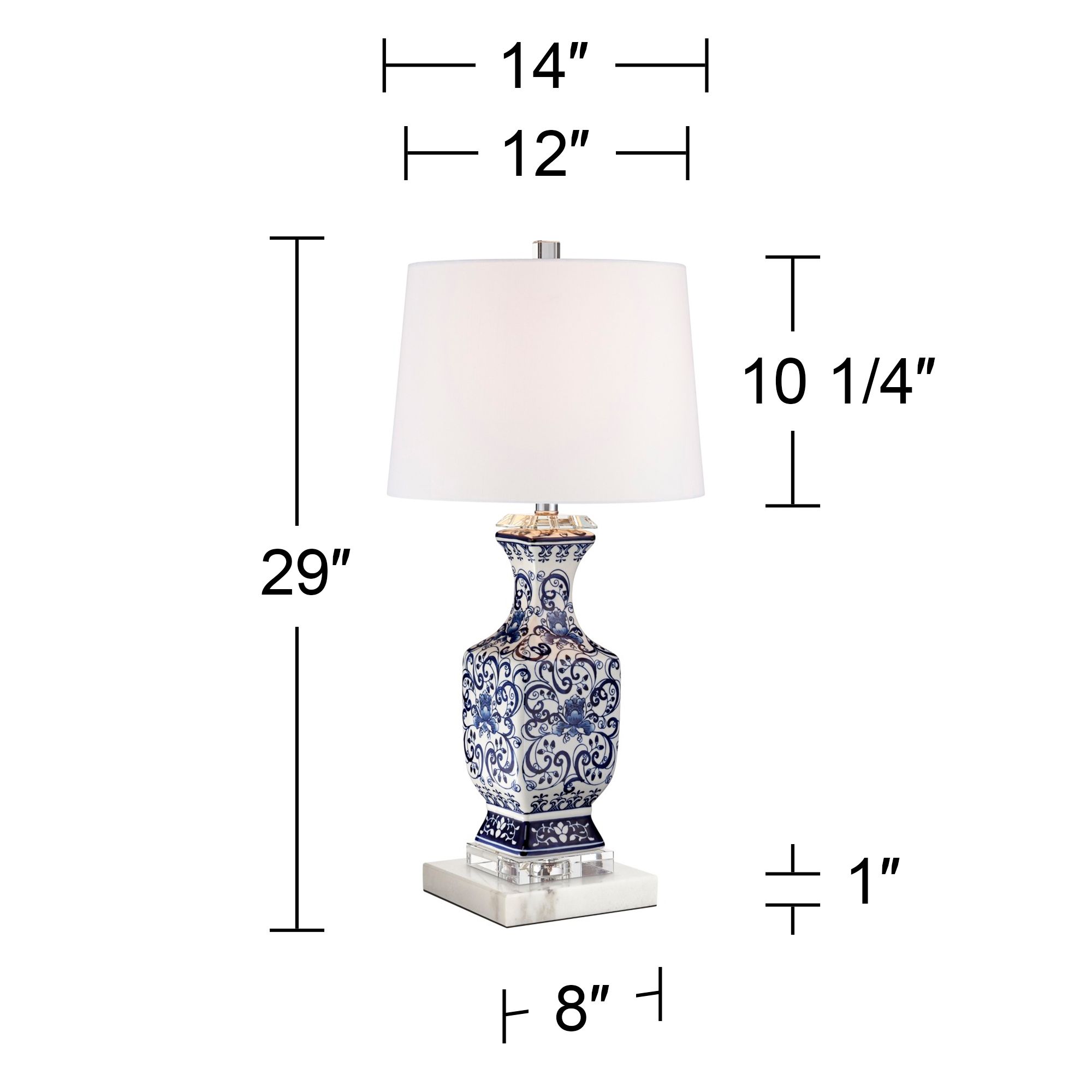 Image 7 Regency Hill Iris 28" Traditional Ceramic Lamp with Marble Riser more views