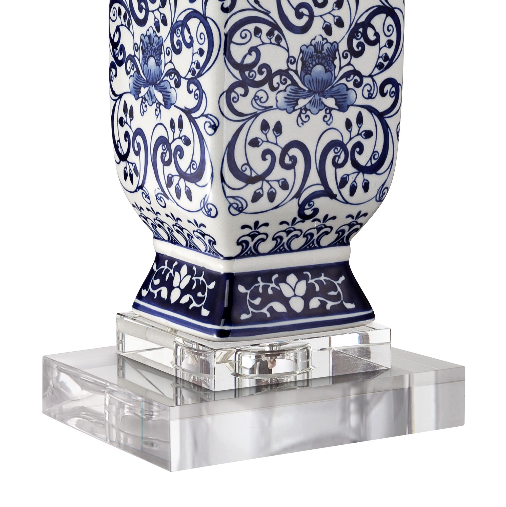Image 6 Regency Hill Iris 29 1/2" Porcelain Lamp with Square Acrylic Riser more views
