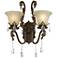 Regency Hill Iron Leaf 17" Wide Bronze and Crystal Wall Sconce