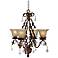 Regency Hill Iron Leaf 21 3/4" Bronze and Crystal 4-Light Chandelier