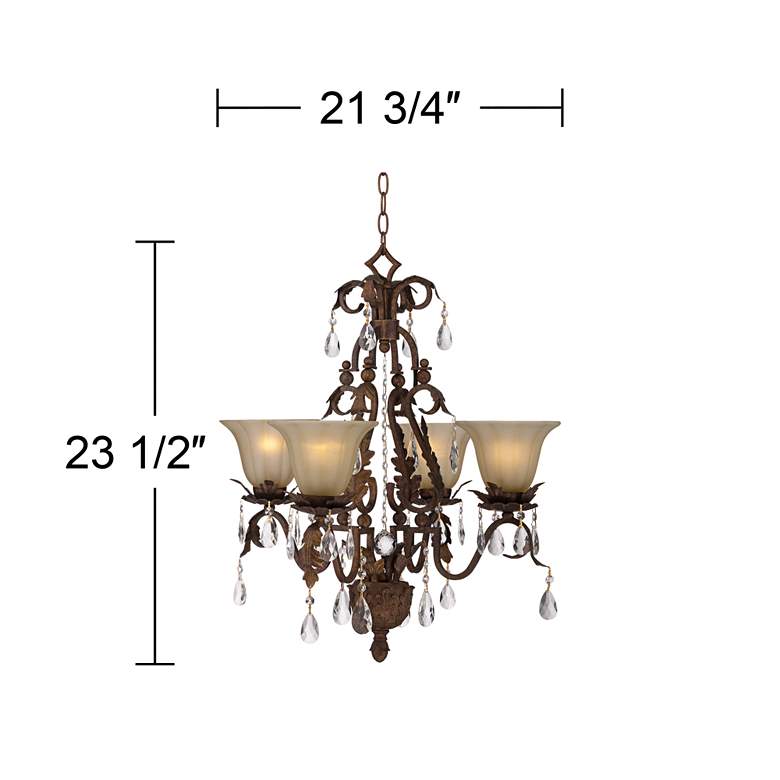 Image 6 Regency Hill Iron Leaf 21 3/4 inch Bronze and Crystal 4-Light Chandelier more views
