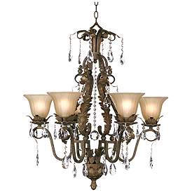 Image3 of Regency Hill Iron Leaf 29" Wide Roman Bronze and Crystal Chandelier