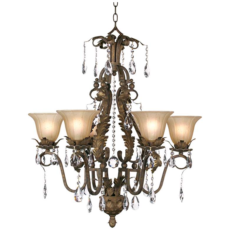 Image 3 Regency Hill Iron Leaf 29" Wide Roman Bronze and Crystal Chandelier