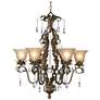 Regency Hill Iron Leaf 29" Wide Roman Bronze and Crystal Chandelier in scene