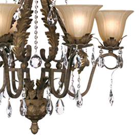 Image4 of Regency Hill Iron Leaf 29" Wide Roman Bronze and Crystal Chandelier more views