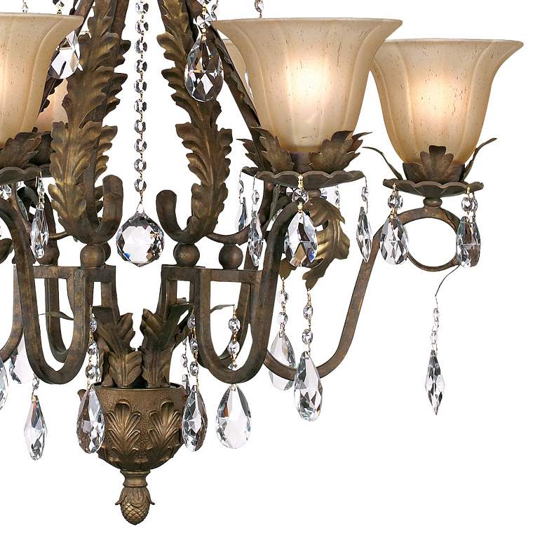 Image 4 Regency Hill Iron Leaf 29" Wide Roman Bronze and Crystal Chandelier more views
