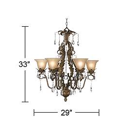 Image5 of Regency Hill Iron Leaf 29" Wide Roman Bronze and Crystal Chandelier more views