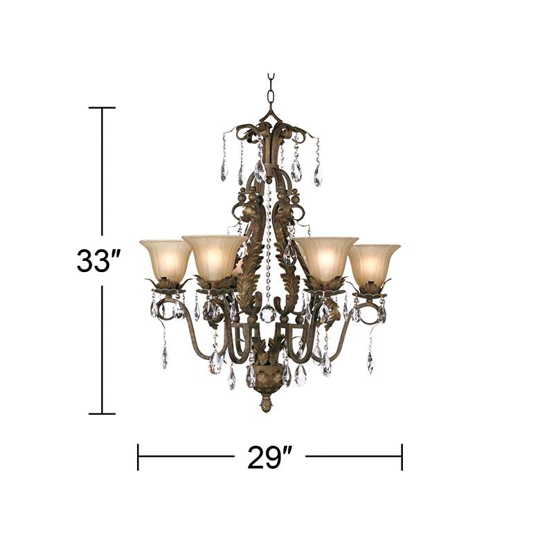 Image 5 Regency Hill Iron Leaf 29" Wide Roman Bronze and Crystal Chandelier more views