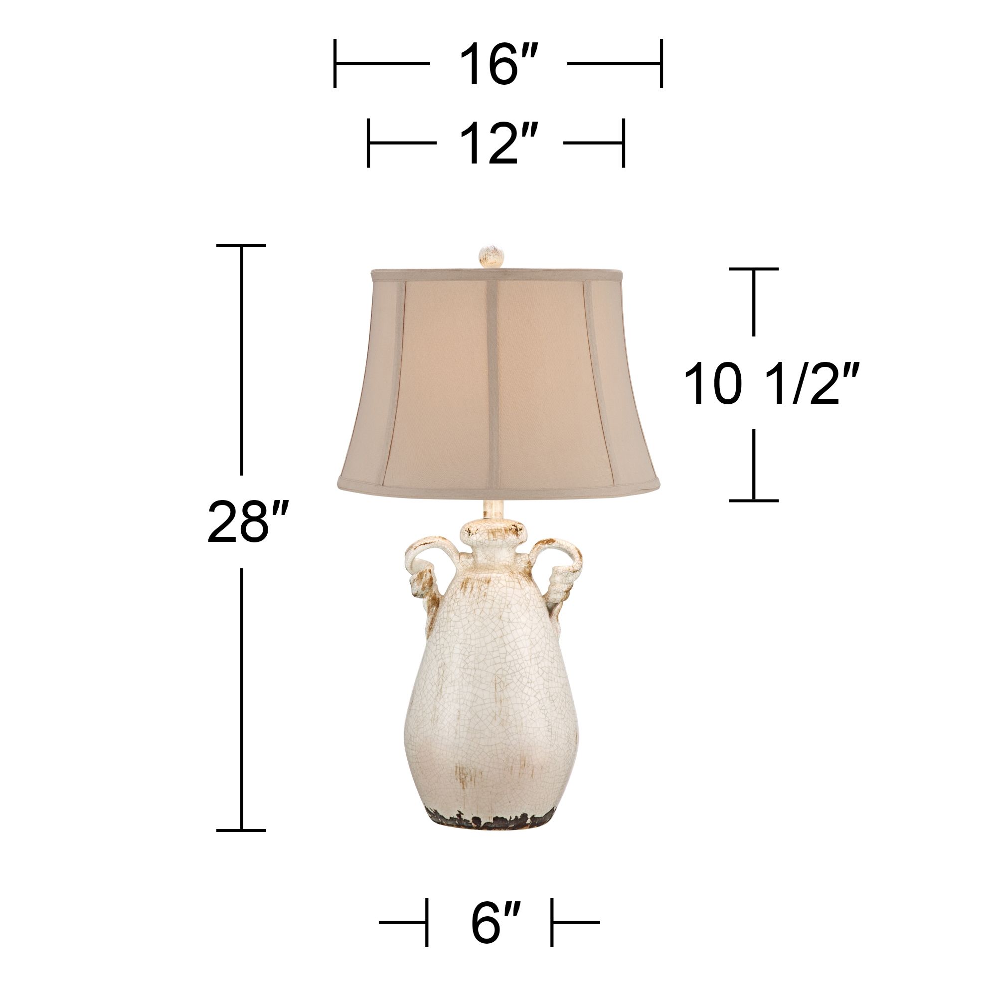Regency Hill Isabella 27" Ivory Ceramic Table Lamp with USB Dimmer