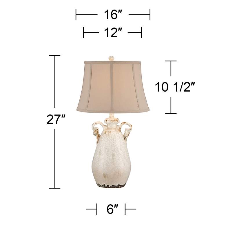 Image 7 Regency Hill Isabella 27 inch Ivory Rustic Jar Handle Ceramic Table Lamp more views