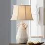 2_Regency Hill Isabella 28" Ivory Rustic Jar Handle Ceramic Table Lamp