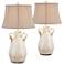Regency Hill Isabella 28" Rustic Ivory Ceramic Table Lamps Set of 2