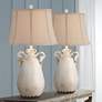 1_Regency Hill Isabella 28" Rustic Ivory Ceramic Table Lamps Set of 2