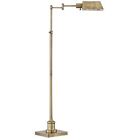 Image3 of Regency Hill Jenson Adjustable Height Brass Swing Arm Pharmacy Floor Lamp