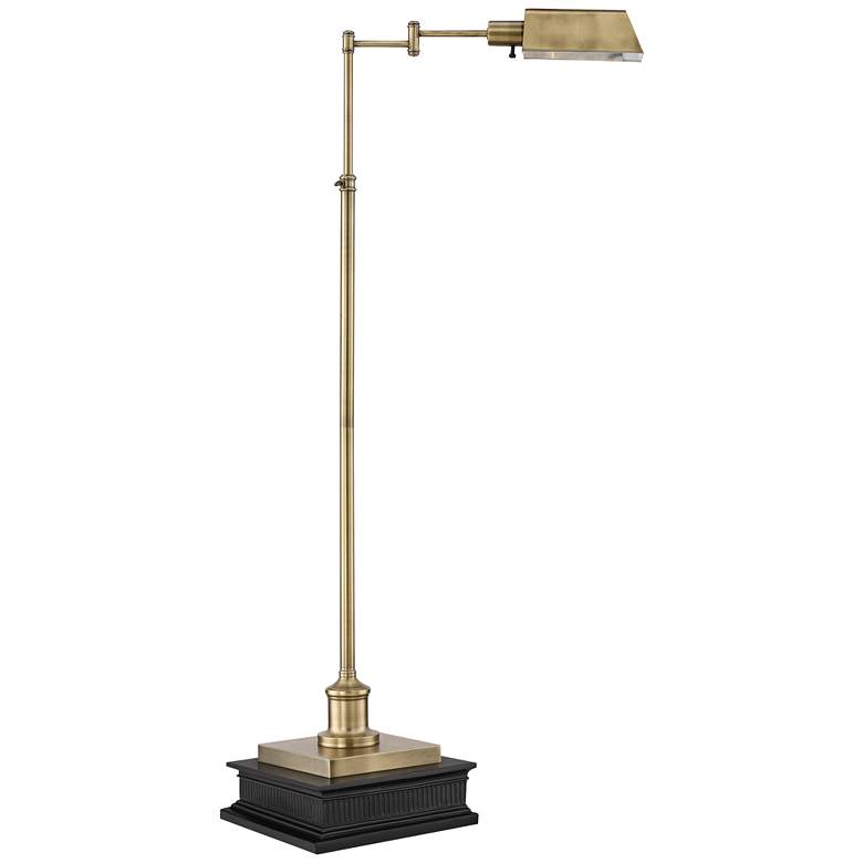 Image 1 Regency Hill Jenson Aged Brass Adjustable Pharmacy Floor Lamp with Riser