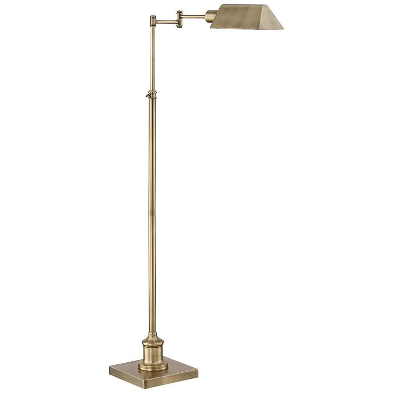 Image 5 Regency Hill Jenson Aged Brass Adjustable Pharmacy Floor Lamp with Riser more views