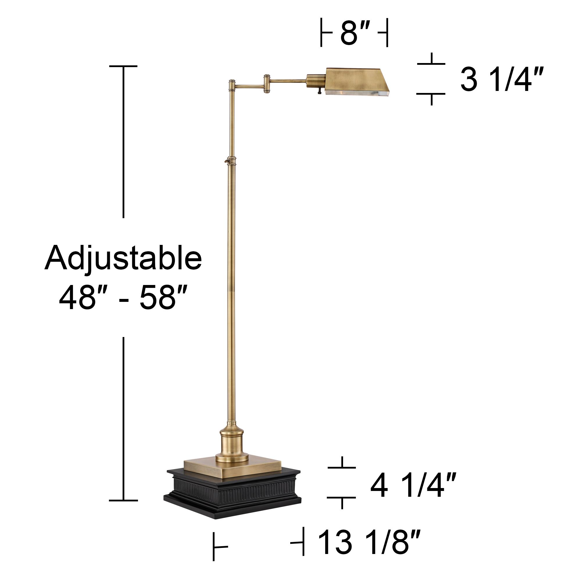 Image 6 Regency Hill Jenson Aged Brass Adjustable Pharmacy Floor Lamp with Riser more views